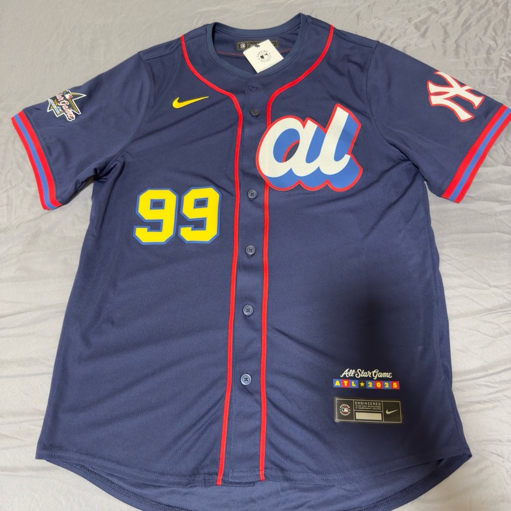 MLB Navy Blue Jersey with Red Accents